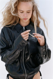 FAUX LEATHER BOMBER JACKET