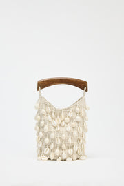 BEADED FABRIC BUCKET BAG