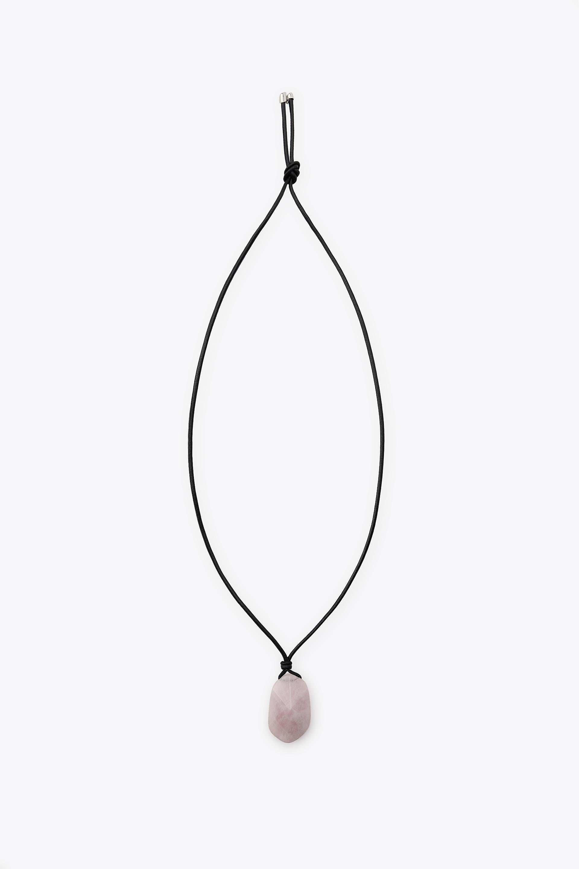 LEATHER CORD STONE NECKLACE