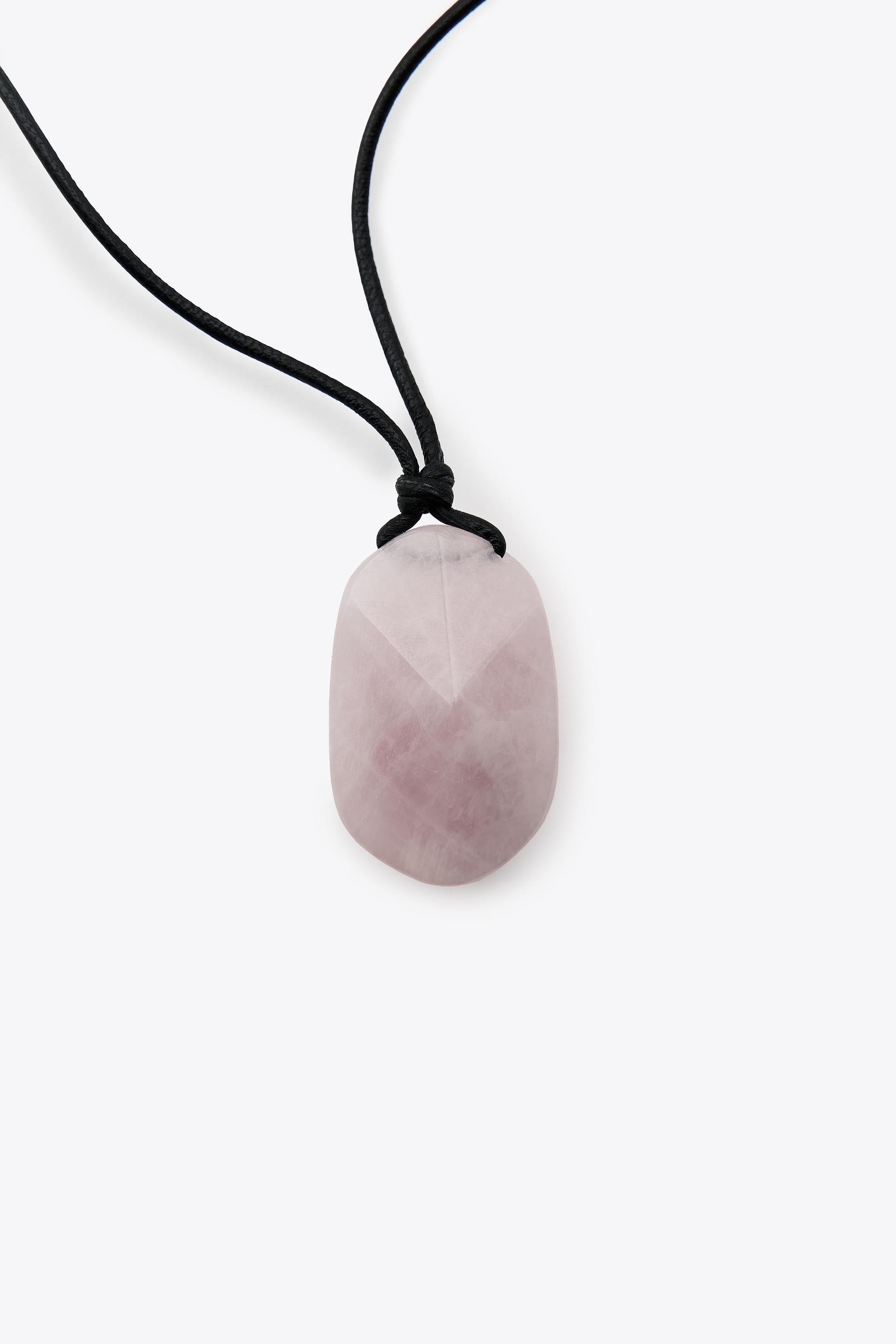 LEATHER CORD STONE NECKLACE